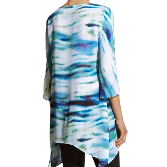 Chico’s Multicolor Sandie Soothing Dreams Watercolor Print Tunic Top Size 1 M - Picture 2 of 11